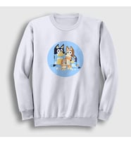 Presmono Unisex Beyaz Bluey Ailesi Bandit Chili Sweatshirt 450961tt