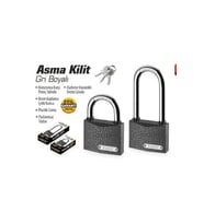 Gri Asma Kilit Uzun 38 mm, Güçlü ve Dayanıklı Güvenlik Çözümü