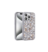 Apple iPhone 15 Pro Uyumlu Kılıf Parlak Taşlı Tasarım Zore Linea Diamond Kapak (Gümüş)