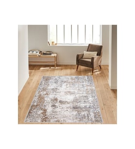 Rovigo Home Dijital Baskı Yıkanabilir Kaymaz Taban Salon Halısı RVG1053 160x230 cm (Bej)