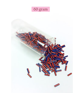 Uzun Boru Kesme Boncuk Çap 2mm Uzunluk 10 mm - 60 Gram - Turuncu Mavi - BNC277