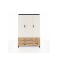 Arges Dolap 5 Raflı 5 Çekmeceli Tek Askılı 132x30x195 Antrasit-Aytaşı/Çam