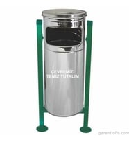 Garanti Metal 1713 Paslanmaz Kovalı Bahçe Tipi Çöp Kovası (34 Litre)