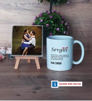 Sevgiliye Hediye Fotoğraflı Dekoratif Taş, Kupa Bardak Beyaz Hediye (Model 1)