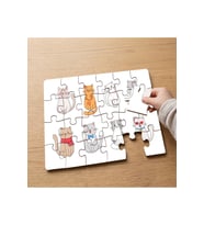 Sevimli Kedi Kolajı Tasarımlı 24 Parça Ahşap Çocuk Puzzle MPK0365