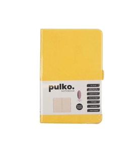 PULKO PND040  SERT KAPAK 9x14cm 80gr.176 SAYFA TERMO DERİ ÇİZGİLİ NOT DEFTER - LİMON SARI
