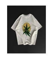 Ön Ve Arka Baskılı Oversize Bisiklet Yaka T-shirt- Beyaz