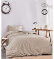 Soft Kahverengi %100 Pamuklu Tek Kişilik Nevresim Takımı