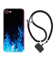 Apple iPhone 5 6 7 8 Plus Se XR Kılıf Boyun Askılı Silikon Blue Fire 1678