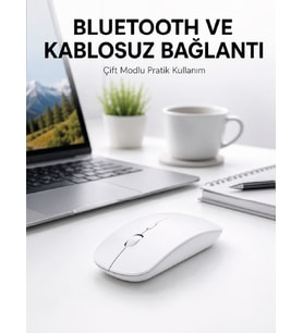 Bluetooth Kablosuz Wireless Mouse Şarjlı Sessiz Ergonomik 5000 DPI Fare
