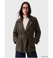 LCW STUDIO Haki Kuşaklı Oversize Kadın Gabardin Ceket