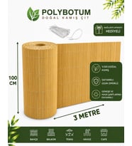 POLYBOTUM Premium Doğal Kamış Hasır Balkon Çiti 100x300 cm Sık Dokuma Dayanıklı Bahçe, Teras ve Balkon İçin Dekoratif Gizlilik Çiti