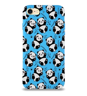 Apple iPhone SE 2020 Uyumlu Lansman Kılıf Panda Tasarımlı İçi Kadife Kapak-mavi (Şeffaf)