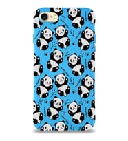 Apple iPhone SE 2020 Uyumlu Lansman Kılıf Panda Tasarımlı İçi Kadife Kapak-mavi (Şeffaf)