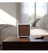 Home Sweet Home Motifli Modern Dekoratif Obje, Yaşam Alanınıza Sıcaklık Katan Tasarım 10x10 cm