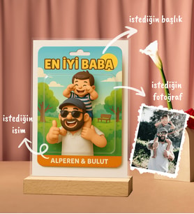 Kişiye Özel Yapay Zeka Tasarım Karikatür Masaüstü Plak Fotoğraf Çerçevesi