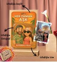 Kişiye Özel Yapay Zeka Tasarım Karikatür Masaüstü Plak Fotoğraf Çerçevesi