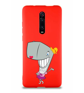 Xiaomi Redmi K20 Pro Soft Premier Kapak Pearl Yengeç Tasarımlı Silikon Kılıf - Kırmızı (Şeffaf)