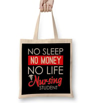 Funny No Sleep No Money No Life Nursing Student RN Bez Çanta Uzun Saplı