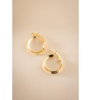 925 Ayar Gümüş Gold Kaplama Kalemli 15 mm Sade Şarnel Küpe