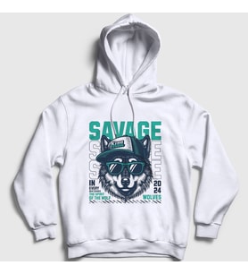 Presmono Unisex Beyaz The Spirit Of The Wolf Kurt Kapüşonlu Sweatshirt 514507tt