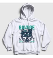 Presmono Unisex Beyaz The Spirit Of The Wolf Kurt Kapüşonlu Sweatshirt 514507tt