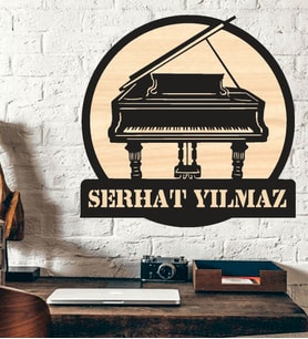 Kişiye Özel Piyano Piyanist Ahşap Duvar Tablo