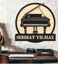 Kişiye Özel Piyano Piyanist Ahşap Duvar Tablo