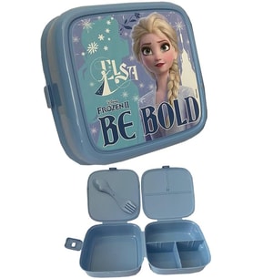 Frozen Beslenme Kutusu Mavi 4 Bölmeli Kız Figürlü 1 Adet Elsa Yemek Saklama Kabı Mavi Beslenme Çantası