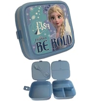 Frozen Beslenme Kutusu Mavi 4 Bölmeli Kız Figürlü 1 Adet Elsa Yemek Saklama Kabı Mavi Beslenme Çantası