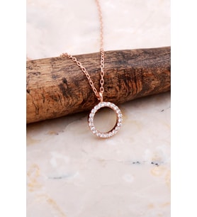 Halka Rose Gümüş Taşlı Kolye 7844