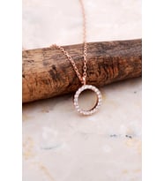 Halka Rose Gümüş Taşlı Kolye 7844