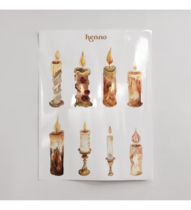 Vintage Mumlar Temalı Şeffaf Sticker Seti (1 adet) – Çıkartma Sayfası, Ajanda, Planlayıcı, Journal