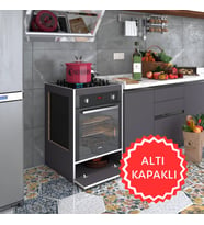 Kenzlife ankastre modülü kabini vanadyum3 gri fırın ocak dolabı kapaklı (Karışık)
