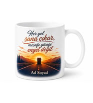 Tır Şoförüne Hediye Yol Temalı Özel Baskılı Kupa Bardak