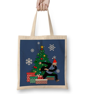 Captain Haddock Around The Christmas Tree Tintin Bez Çanta Uzun Saplı