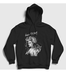 Presmono Unisex Siyah Born This Way Müzik Lady Gaga Kapüşonlu Sweatshirt 474071tt