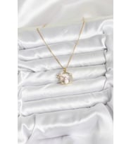 316L Çelik Zincir Gold Zirkon Taşlı Yılbaşı Temalı Kadın Kolye TJ-BKO10704