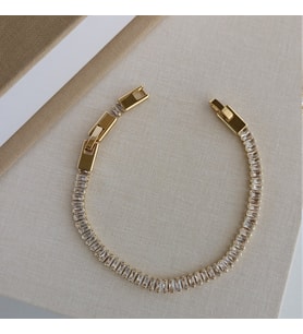 Lente Aksesuar Gold Full Baget Zirkon Taşlı Lüks Su Yolu Bileklik - 14K Altın Kaplama Xuping