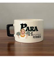 Para Harcamak İçindir Baskılı Siyah Kulplu C Fincan