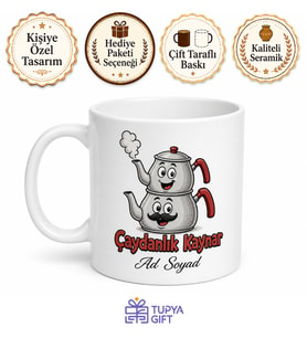 Çaydanlık Kaynar Yazılı Komik Kupa Bardak Esprili Hediye Porselen Mug