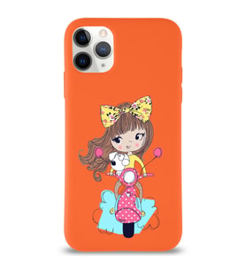 Apple iPhone 11 Pro Max Uyumlu Lansman Kılıf Vespagirl Tasarımlı Altı Kapalı İçi Kadife Kaplı  Kapak (Şeffaf)