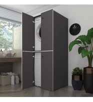 Kenzlife çamaşır-bulaşık makinesi dolabı kapaklı roksana gri 180*70*60 banyo çift katlı arkalıksız