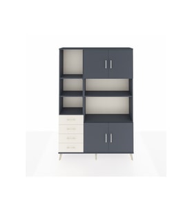 Arges Dolap 8 Raflı 4 Çekmeceli 4 Kapaklı 132x30x195 Antrasit-Antrasit/Aytaşı