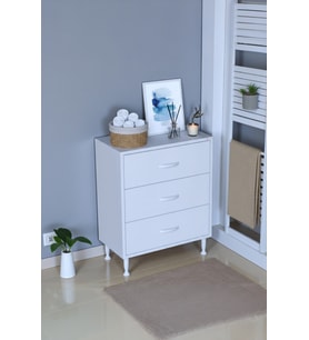 Eliusta Seçer 3 Çekmeceli 65 cm Banyo ve Mutfak Dolabı Beyaz 65x75x32,5 cm Çok Amaçlı Organizer Dolap