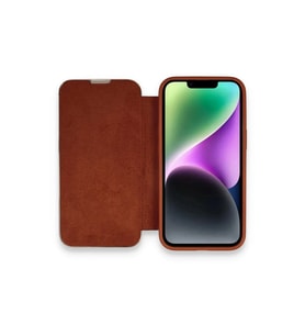 Durukar® iPhone 14 Pro Max Kılıf Dolpin Kapaklı - Kahverengi