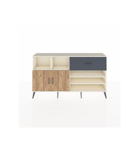 Arges Konsol 6 Raflı Tek Çekmeceli 2 Kapaklı 176x30x99 Aytaşı-Çam/Antrasit
