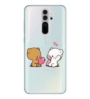 Redmi Note 8 Pro Uyumlu Kalpli Ayıcıklar Tasarımlı Şeffaf Telefon Kılıfı