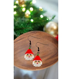 Miyuki Boncuk El Yapımı Noel Baba Küpe Yılbaşı Christmas Noel 1