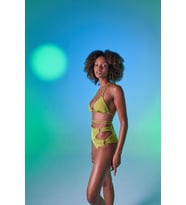 Yüksek Bel Aksesuar Detaylı Delphi Bikini Altı Kahverengi (Yeşil)